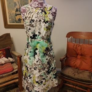 Floral Halter Dress with Green Accents